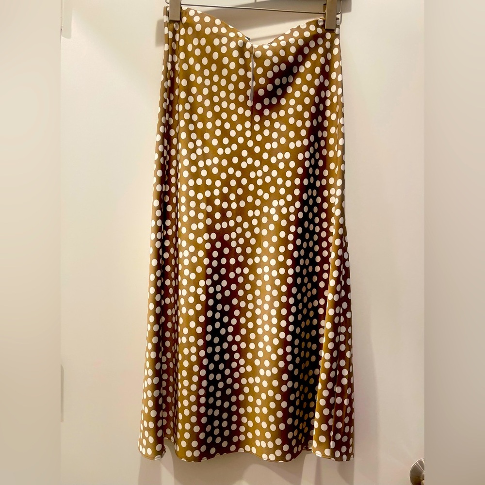 J. Crew A-Line Skirt in Brown with White Polka Dots